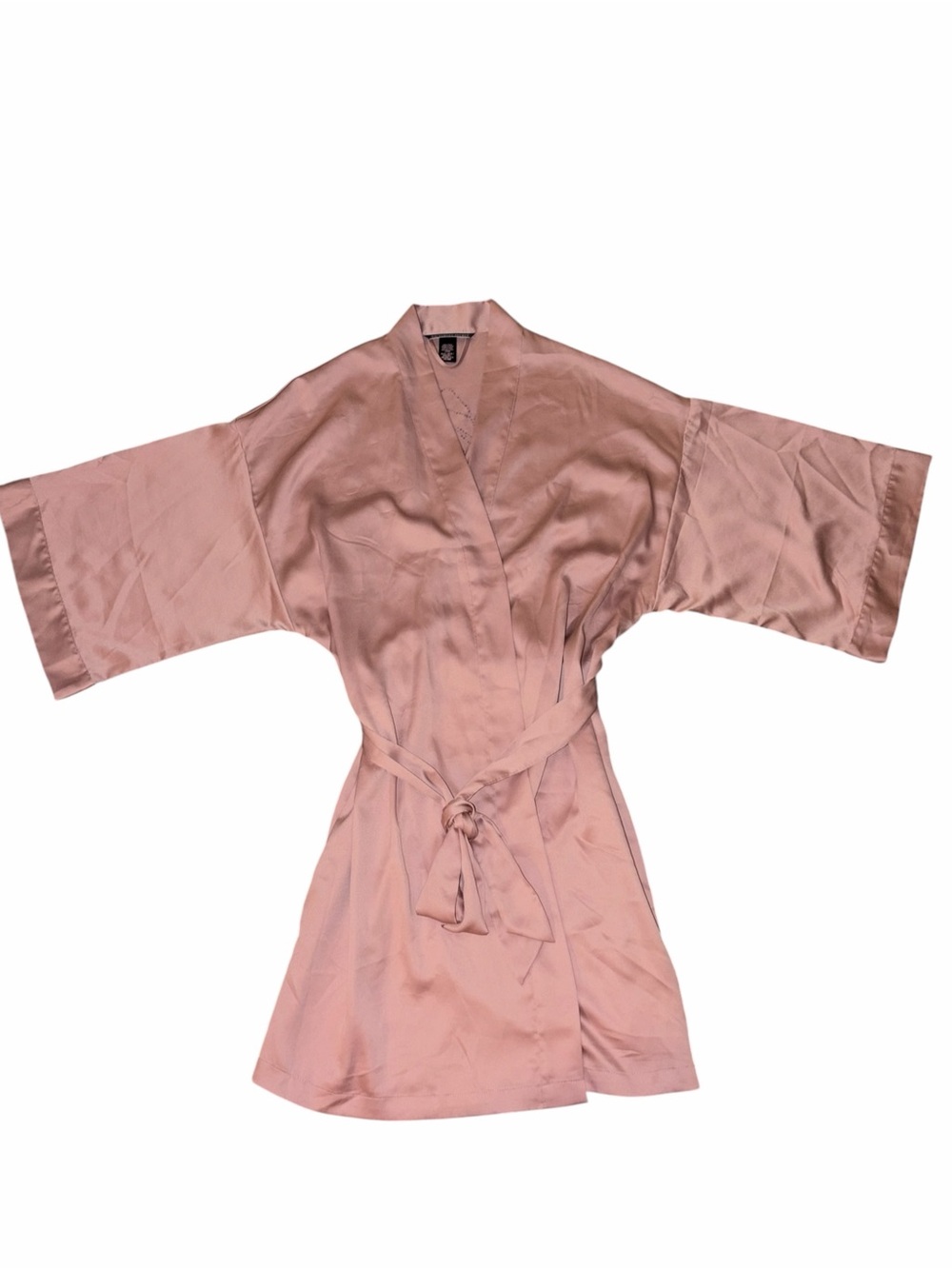 Vintage Y2K Victoria’s Secret Love Rhinestone Blush Pink Satin Robe XS/S Boudoir